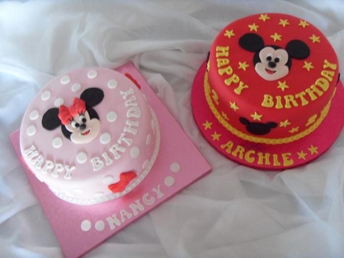 Mickey & Minnie 2nd Birthday Cakes