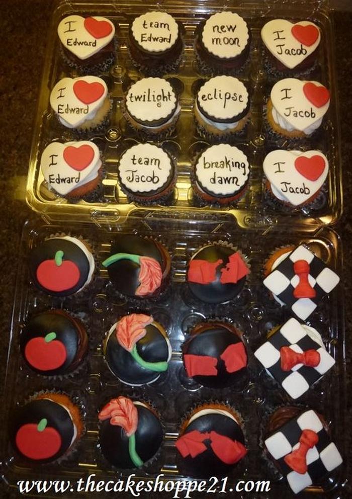 Twilight themed cupcakes