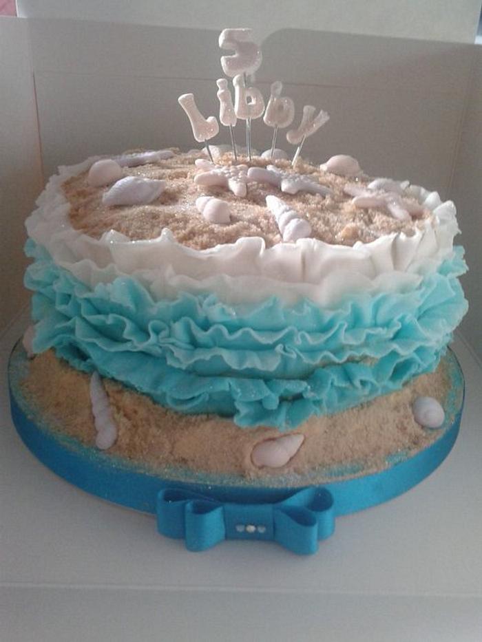 Beach themed birthday cake