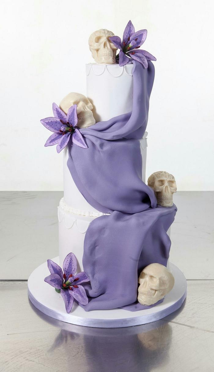 chocolate skull wedding cake