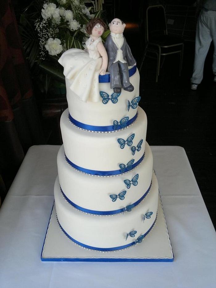 Blue Butterflies Wedding Cake