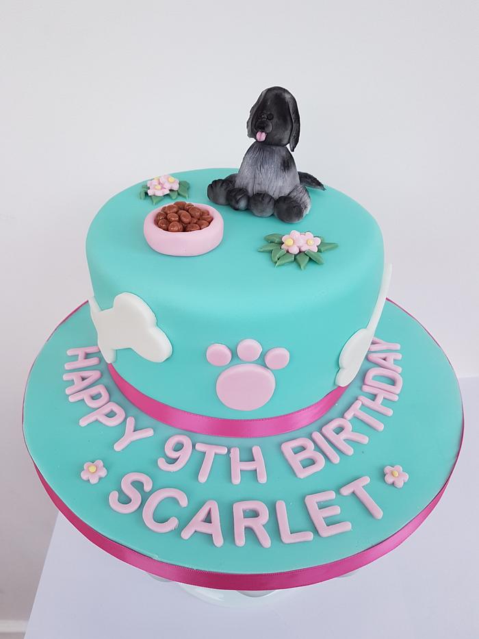 Aqua doggy birthday cake