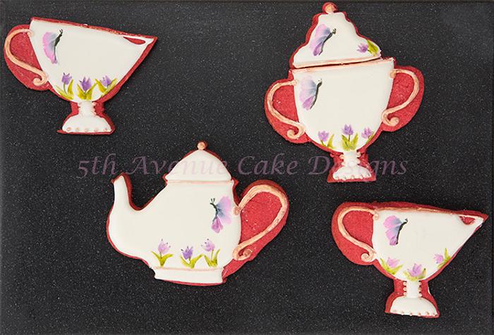 Vintage Hand Painted Tea Set Cookies 🎨🖌️🦋🍵🌷