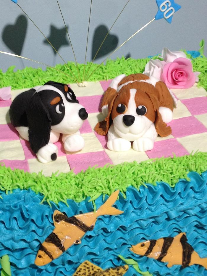 cavalier king charles spaniels and fish