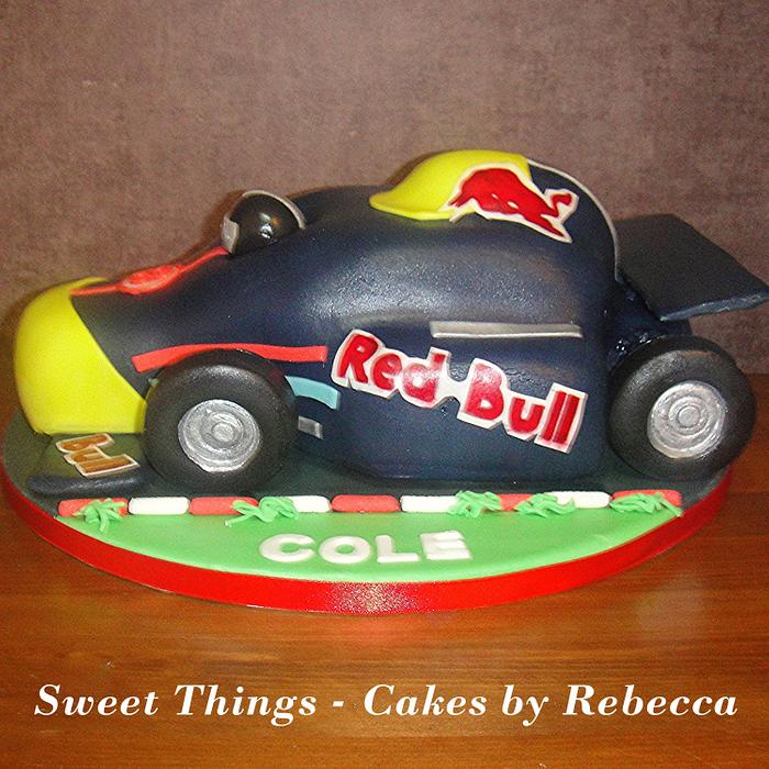 Red Bull racing car cake