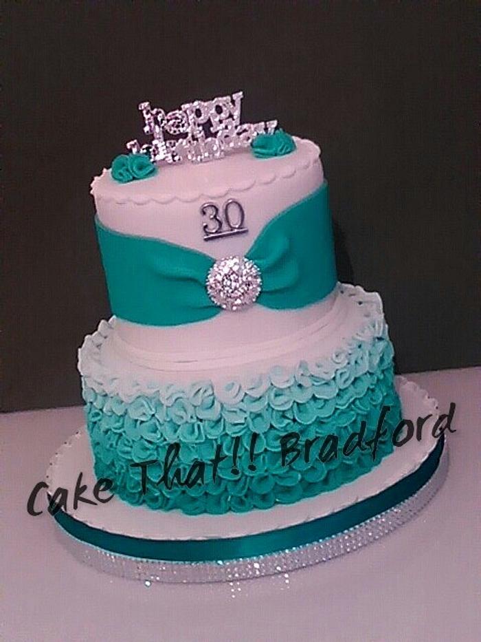 turquoise birthday cake