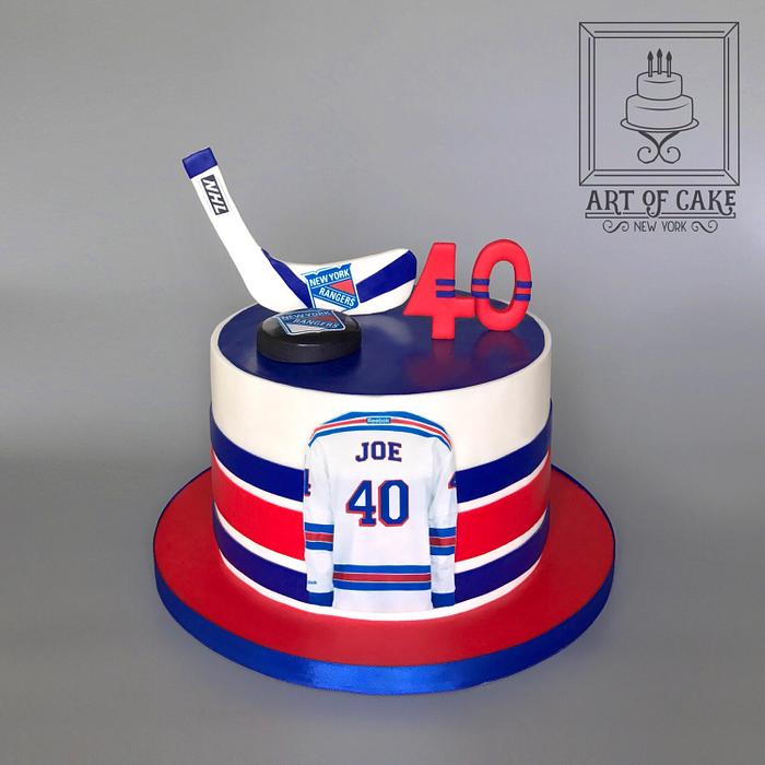 NEw York Rangers Hockey themed cake