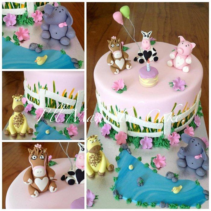 Animal themed Birthday cake. 