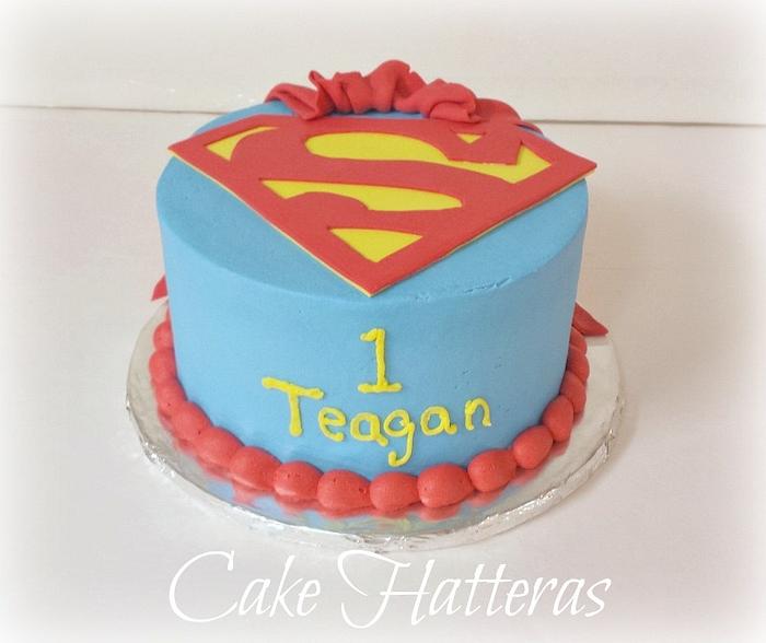 Superman Smash Cake For a 1st Birthday