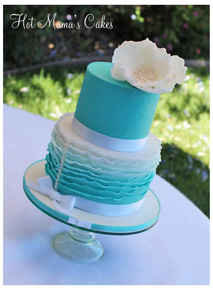 Ruffled cake in Tiffany Blue