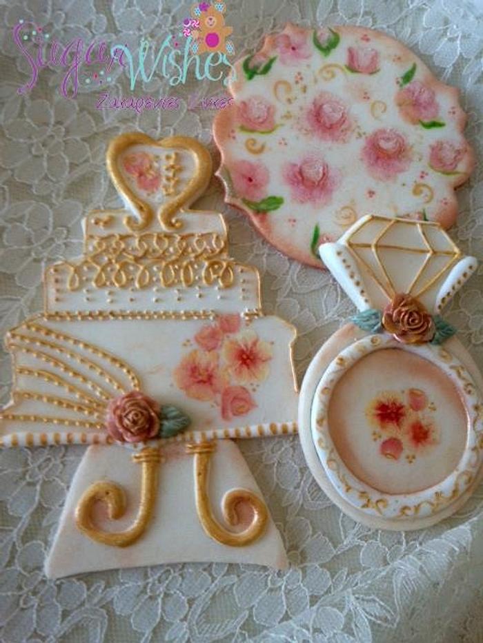 Hand Painted Wedding Cookie Toppers