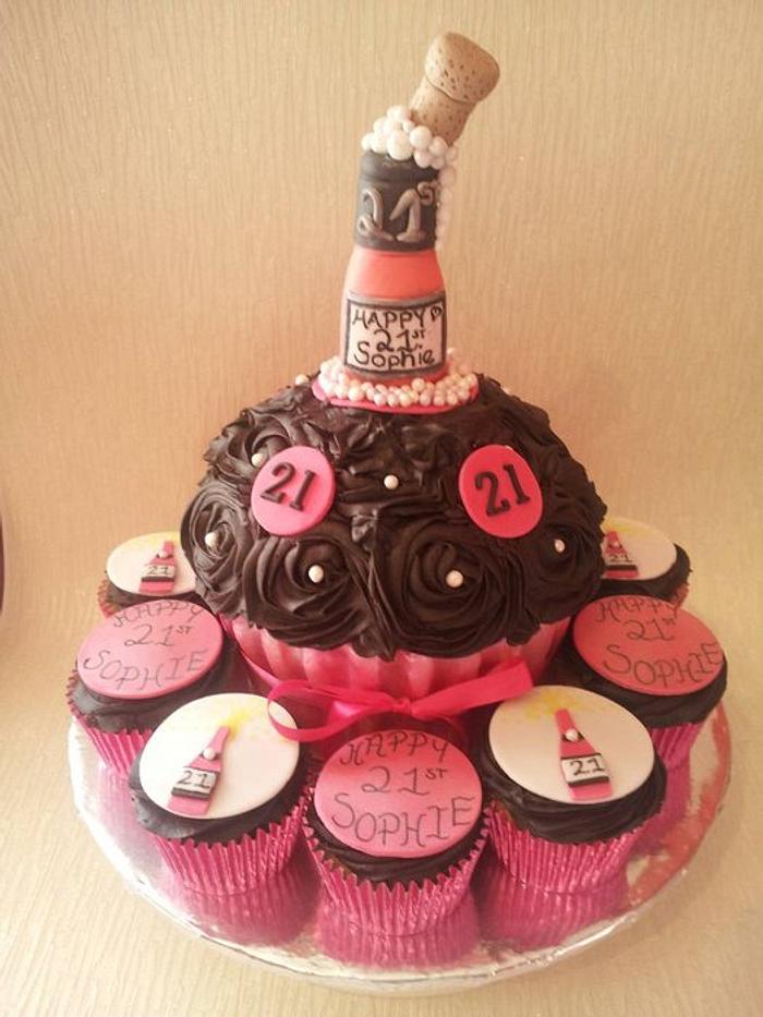 21st giant champagne cupcake