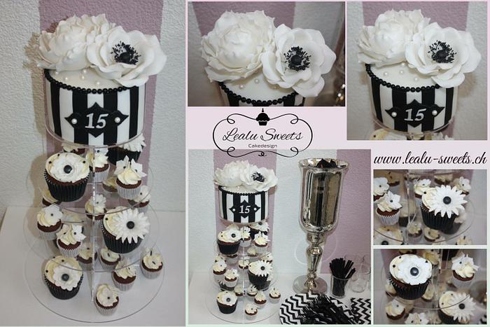 Black & White Cake & Cupcakes