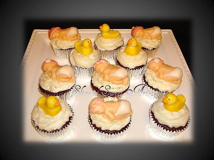 Baby Girl & Rubber Ducky Cupcakes