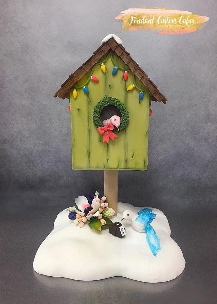 Christmas Birdhouse cake