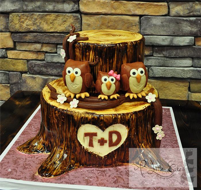 Owl Tree Baby Shower Cake