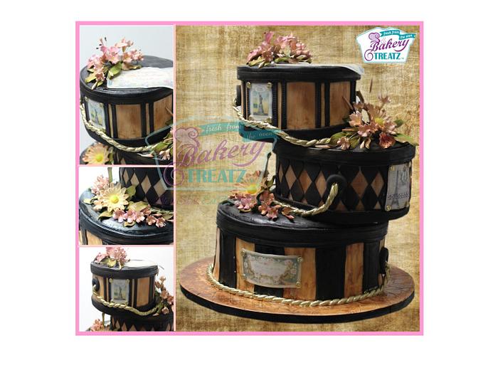vintage hat box birthday cake