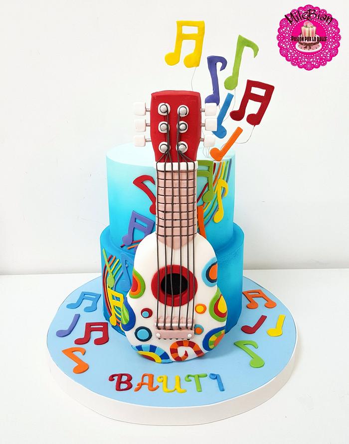 Colorful guitar cake