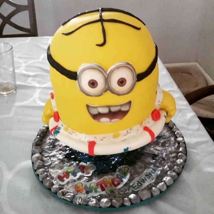 Minion pool party cake