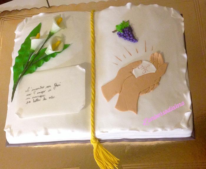 Book cake for a communion 