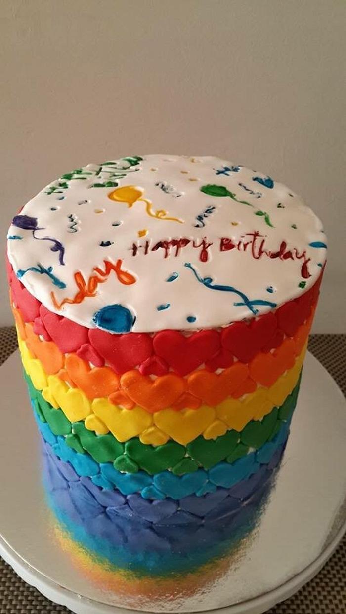 Colorful rainbow cake