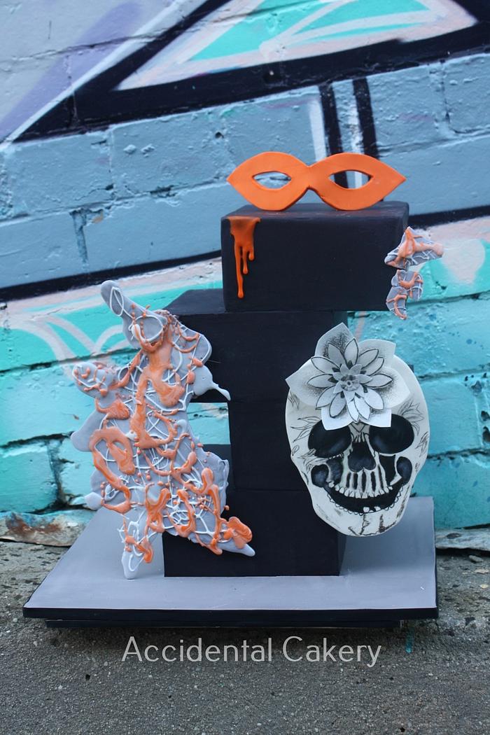 Cuties Street Art Inspired skull cake