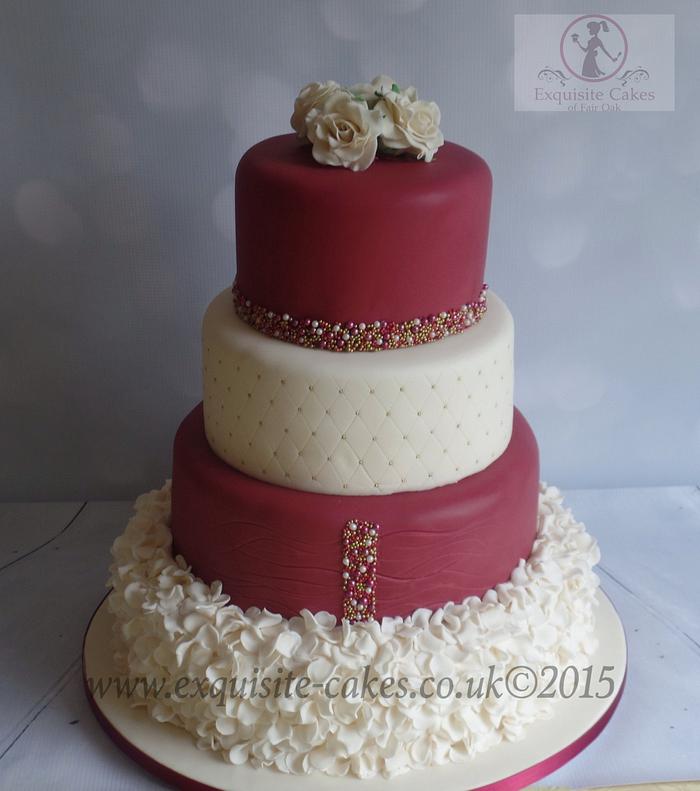 Plum and Cream Wedding Cake