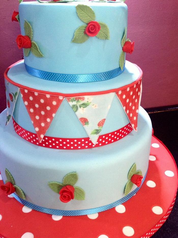 Cath kidston themed cake and cupcakes 