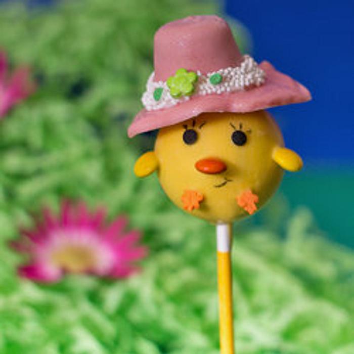 Chick Cake Pops with Bonnets