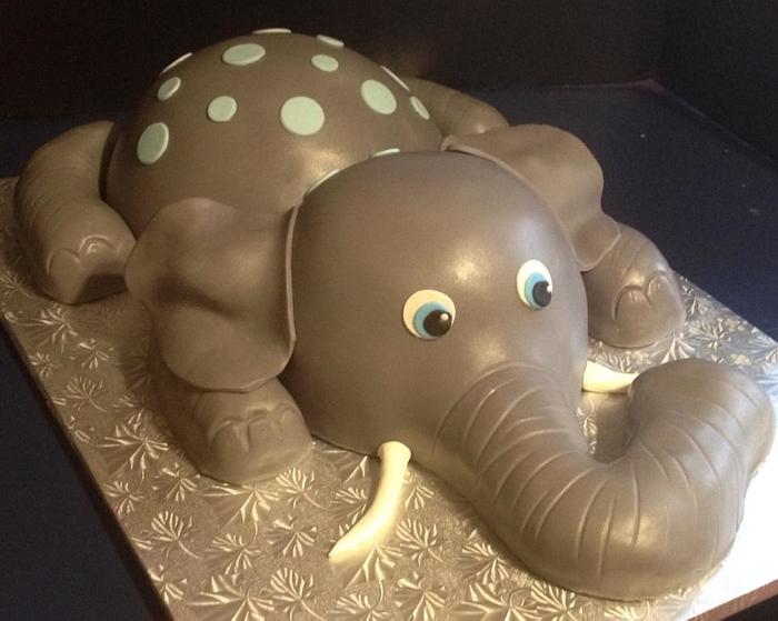 Elephant Baby Shower Cake 