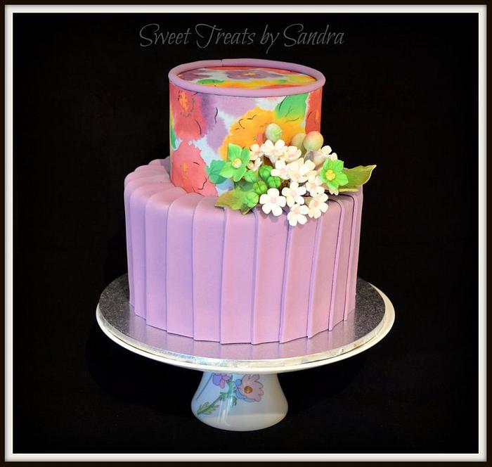 Pleated Floral Cake