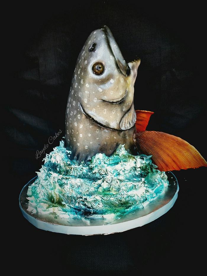 Sculpted lake trout cake