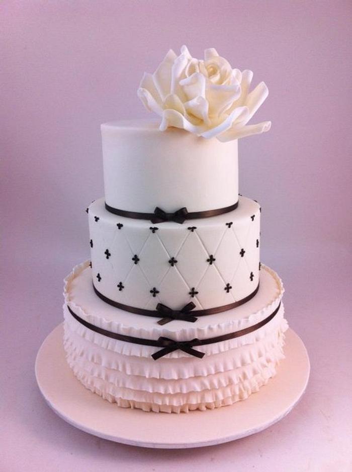 Three Tier Wedding Cake with Ruffles