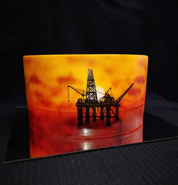 Oil rig in sunset