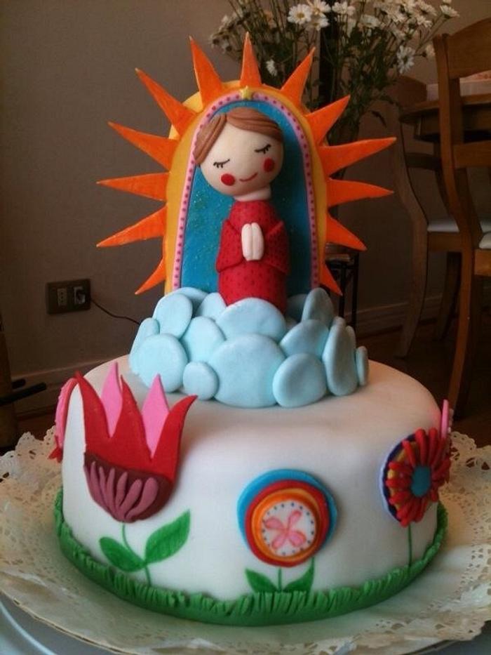 Virgen de Guadalupe christening cake