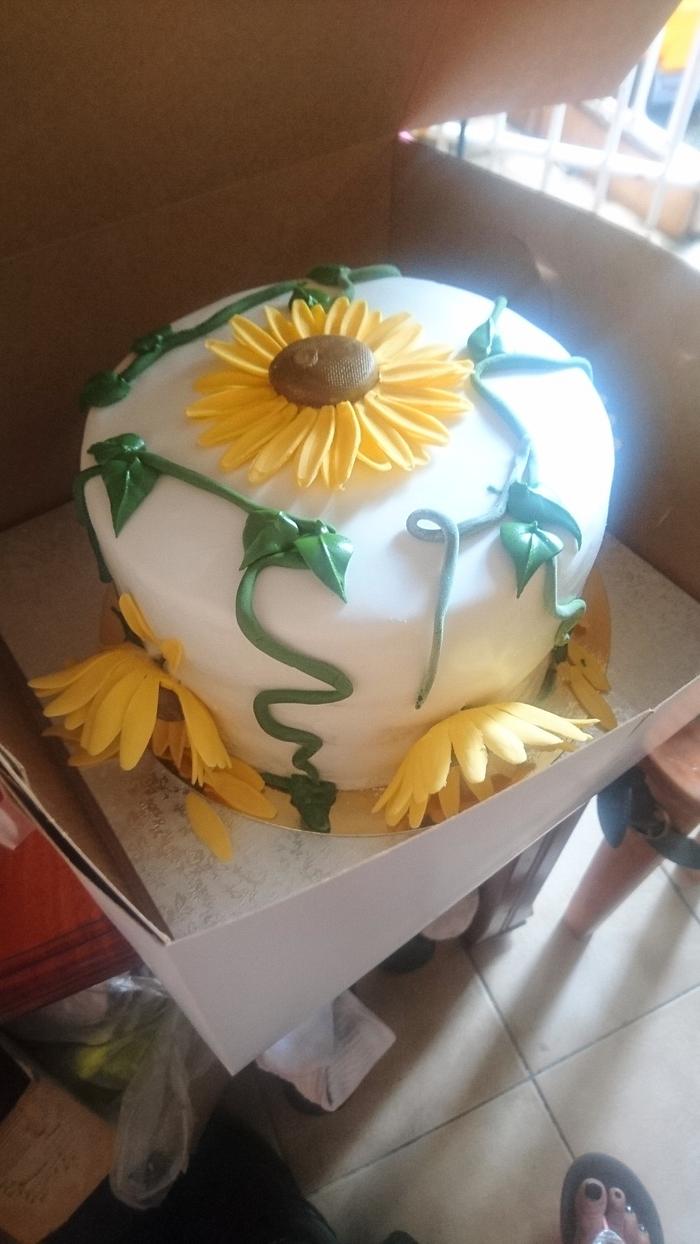 Sunflower baby shower cake