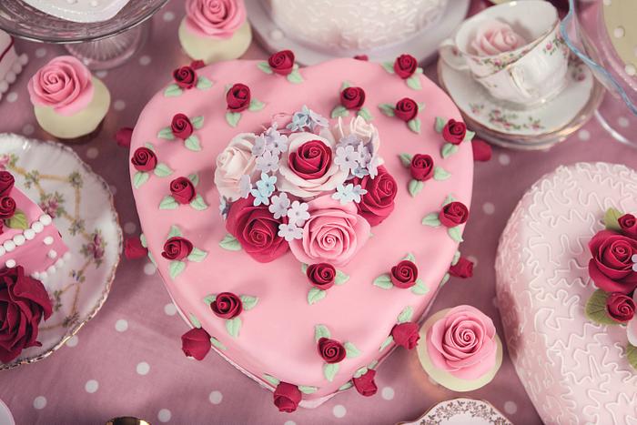 Pink heart shaped cake