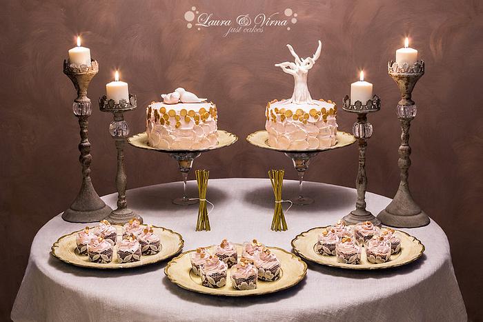 Romantic cakes and cup cakes