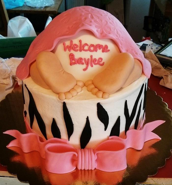 Zebra Print Baby Bottom Baby Shower Cake