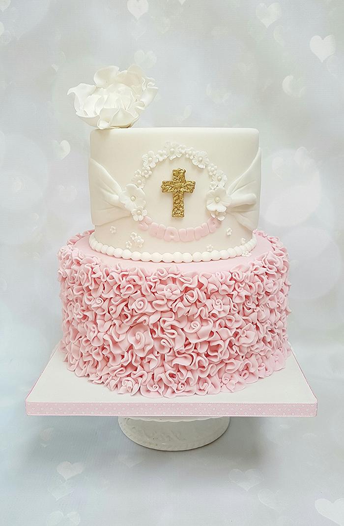 Ruffles christening cake 