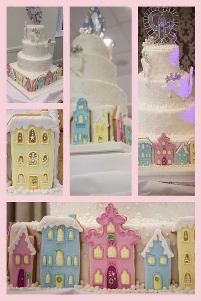 Winters scene wedding cake