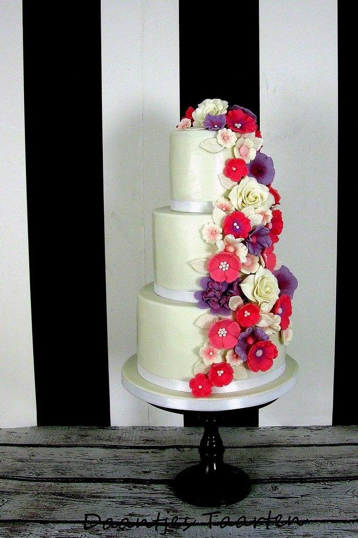 Flower engagement cake