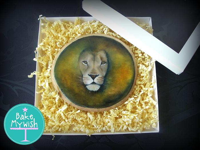 Hand painted Lion Cookie