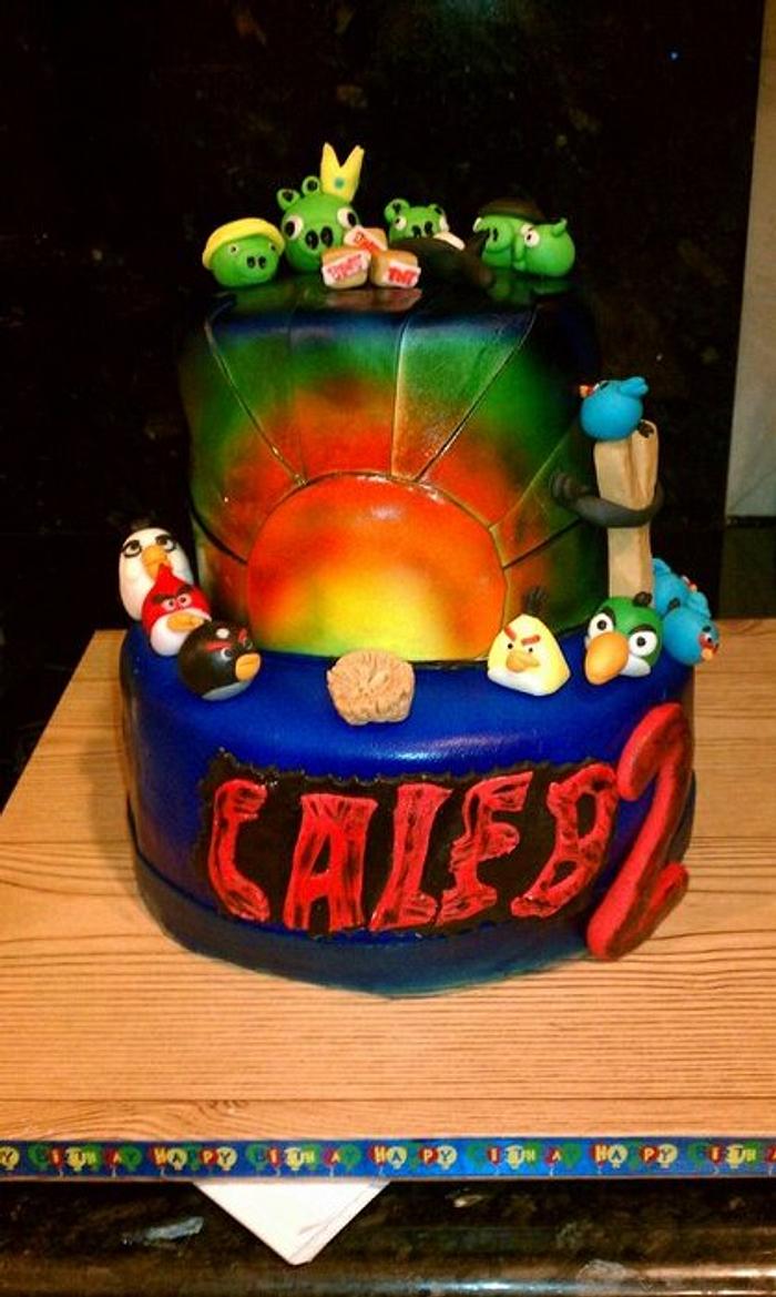 Angry birds cake, idea came from someone on here. not sure who.