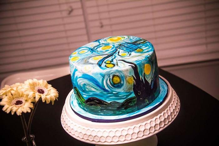 Starry Night Tardis Cake
