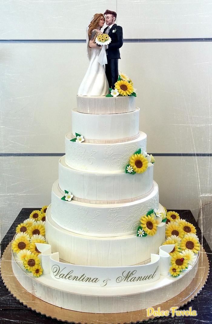 Sunflower Wedding Cake - Decorated Cake by - CakesDecor