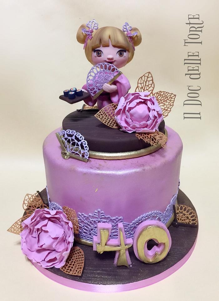 Kokeshi doll birthday cake