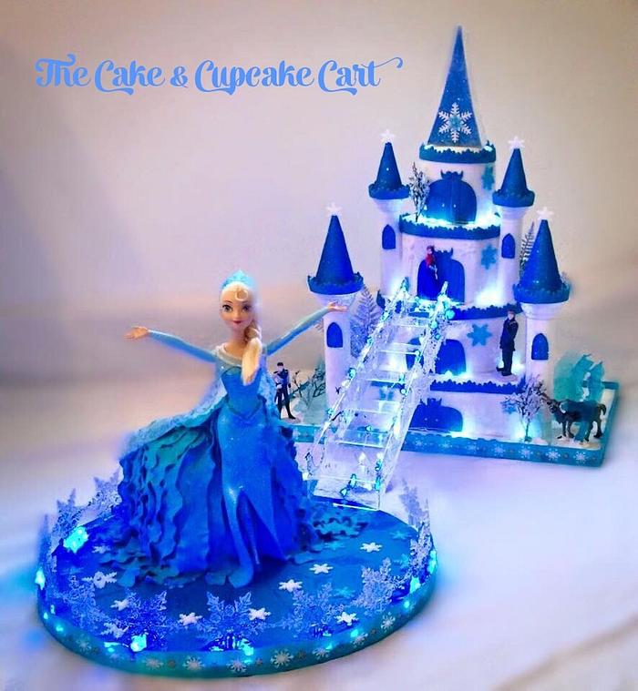 Frozen Style Castle & Doll Cake