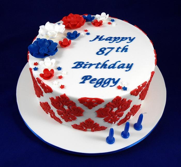 Red, White and Blue English and Dutch Birthday Cake