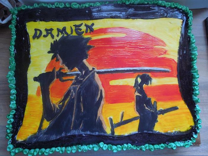 samurai painted cake